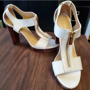 Michael Kors Berkley Zipper Platform High-Heel Sandals (size 6.5) WHITE